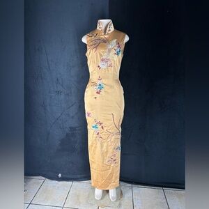 Elegant Embroidered Gold Dress by Mandalay